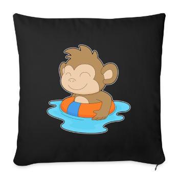Affe Schwimmen Schwimmring Sommer - Sofakissenbezug 45 x 45 cm - Schwarz - Vorne