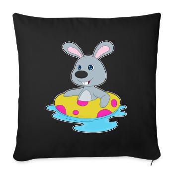 Été de la piscine de natation Bunny - Housse de coussin décorative 45 x 45 cm - noir - Devant