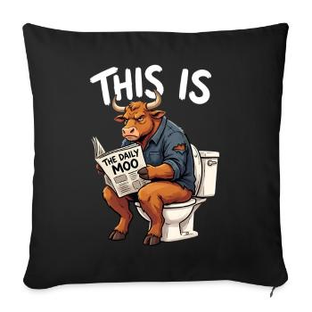 This Is Bull - Funny Bull On Toilet Graphic - Sofa pillowcase 17,3'' x 17,3'' (45 x 45 cm) - black - Front