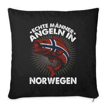 De vrais hommes pêchent en Norvège Pêcheur pêcheur - Housse de coussin décorative 45 x 45 cm - noir - Devant