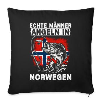 De vrais hommes pêchent en Norvège Pêcheur pêcheur - Housse de coussin décorative 45 x 45 cm - noir - Devant
