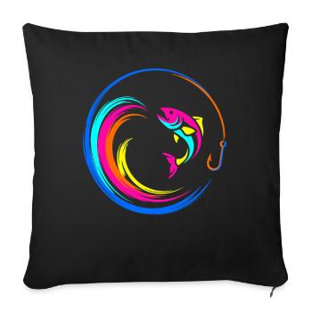Fish Fish Hook - Sofa pillowcase 17,3'' x 17,3'' (45 x 45 cm) - black - Front
