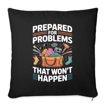 Overloaded Backpacking Chaotis Luggage - Sofa pillowcase 17,3'' x 17,3'' (45 x 45 cm) - black - Front