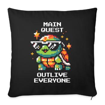 Main Quest: Live Longer | Turtle - Sofa pillowcase 17,3'' x 17,3'' (45 x 45 cm) - black - Front