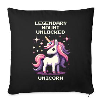 Legendary Mount Unlocked | Unicorn - Sofa pillowcase 17,3'' x 17,3'' (45 x 45 cm) - black - Front