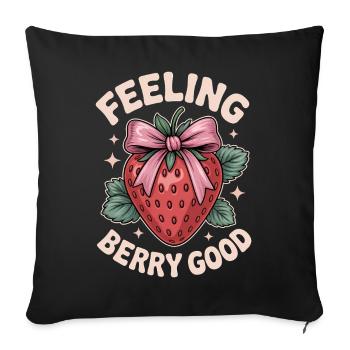 Expressions à la fraise Cadeau drôle à la fraise - Housse de coussin décorative 45 x 45 cm - noir - Devant