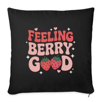 Expressions à la fraise Cadeau drôle à la fraise - Housse de coussin décorative 45 x 45 cm - noir - Devant