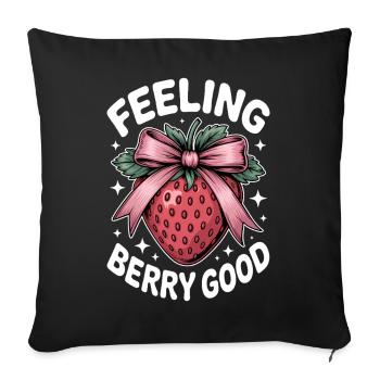 Expressions à la fraise Cadeau drôle à la fraise - Housse de coussin décorative 45 x 45 cm - noir - Devant
