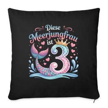 This Mermaid Is 3 Girls 3rd Birthday - Sofa pillowcase 17,3'' x 17,3'' (45 x 45 cm) - black - Front