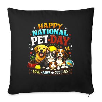 National Pet Day: Dogs Cats Love - Sofa pillowcase 17,3'' x 17,3'' (45 x 45 cm) - black - Front