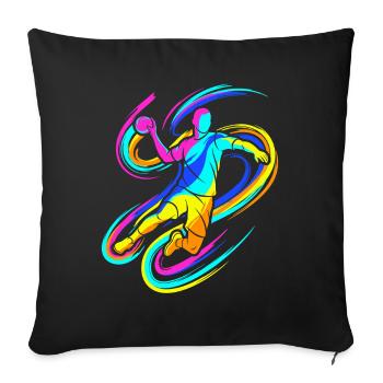 Colorful handball player - Sofa pillowcase 17,3'' x 17,3'' (45 x 45 cm) - black - Front