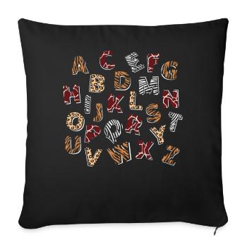Safari Africa Serengeti Wildlife Savannah Letter - Sofa pillowcase 17,3'' x 17,3'' (45 x 45 cm) - black - Front