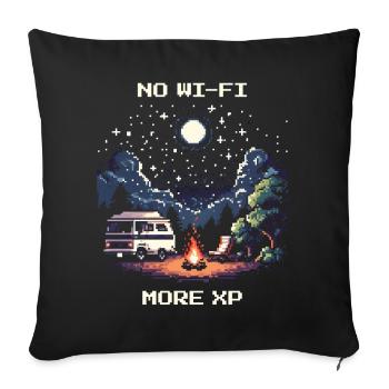 Pas de Wi-Fi, plus d’XP | Van Life Freedom - Housse de coussin décorative 45 x 45 cm - noir - Devant