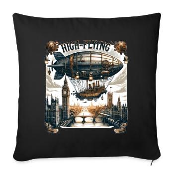 High-flying airship over London - Sofa pillowcase 17,3'' x 17,3'' (45 x 45 cm) - black - Front