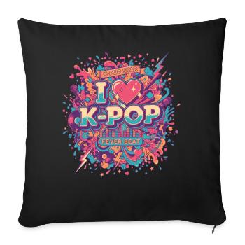J’adore la musique coréenne K-Pop Fever Beat - Housse de coussin décorative 45 x 45 cm - noir - Devant