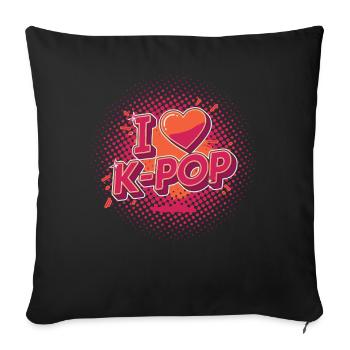J’adore la musique coréenne K-pop, anime mignon, la pop coréenne - Housse de coussin décorative 45 x 45 cm - noir - Devant