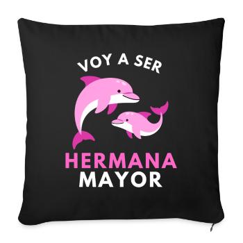 Je vais être grande sœur - Housse de coussin décorative 45 x 45 cm - noir - Devant