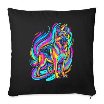 Colorful German Shepherd - Sofa pillowcase 17,3'' x 17,3'' (45 x 45 cm) - black - Front