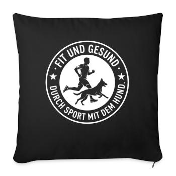 Des sports en forme et sains avec le chien - Housse de coussin décorative 45 x 45 cm - noir - Devant