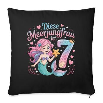 Cette sirène a 7 ans de filles - Housse de coussin décorative 45 x 45 cm - noir - Devant