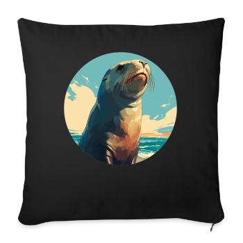 Sea Lions Sea Lion - Sofa pillowcase 17,3'' x 17,3'' (45 x 45 cm) - black - Front