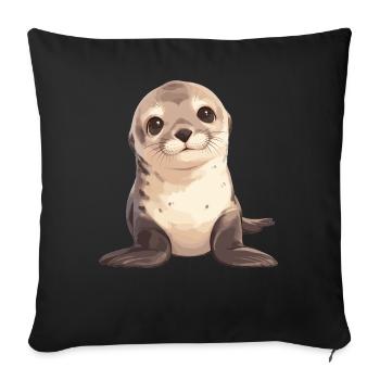 Sea Lions Sea Lion - Sofa pillowcase 17,3'' x 17,3'' (45 x 45 cm) - black - Front