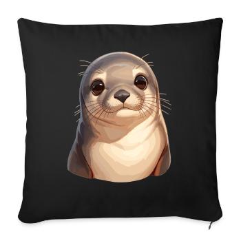 Sea Lions Sea Lion - Sofa pillowcase 17,3'' x 17,3'' (45 x 45 cm) - black - Front