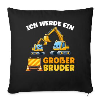 I'm going to be a big brother digger sibling - Sofa pillowcase 17,3'' x 17,3'' (45 x 45 cm) - black - Front