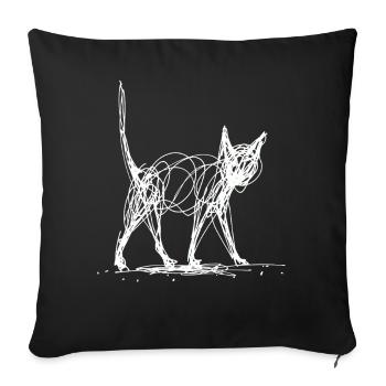 Minimalist, Drawn Cat, Minimalism - Sofa pillowcase 17,3'' x 17,3'' (45 x 45 cm) - black - Front