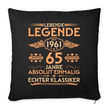 Absolutely unique Born in 1961 65th Birthday - Sofa pillowcase 17,3'' x 17,3'' (45 x 45 cm) - black - Front