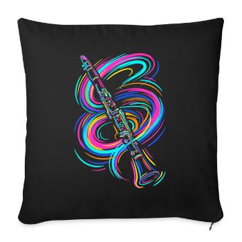 Clarinette colorée - Housse de coussin décorative 45 x 45 cm - noir - Devant