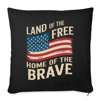 Terre de la Liberté - Drapeau vintage des États-Unis - Housse de coussin décorative 45 x 45 cm - noir - Devant