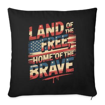 Terre de la Liberté - Drapeau vintage des États-Unis - Housse de coussin décorative 45 x 45 cm - noir - Devant