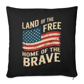 Terre de la Liberté - Drapeau vintage des États-Unis - Housse de coussin décorative 45 x 45 cm - noir - Devant