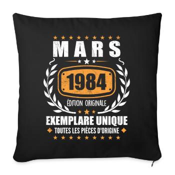 Original March 1984 Vintage Birthday Gift - Sofa pillowcase 17,3'' x 17,3'' (45 x 45 cm) - black - Front