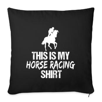 Voici ma silhouette de jockey avec chemise de course de chevaux - Housse de coussin décorative 45 x 45 cm - noir - Devant