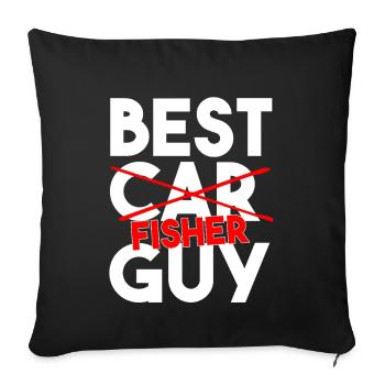 Slogan drôle de pêche du meilleur pêcheur - Housse de coussin décorative 45 x 45 cm - noir - Devant