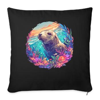 Sea Lions Sea Lion - Sofa pillowcase 17,3'' x 17,3'' (45 x 45 cm) - black - Front