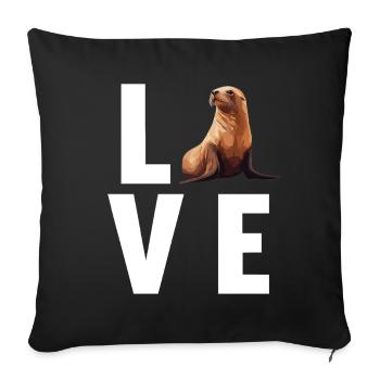 Sea Lions Sea Lion - Sofa pillowcase 17,3'' x 17,3'' (45 x 45 cm) - black - Front