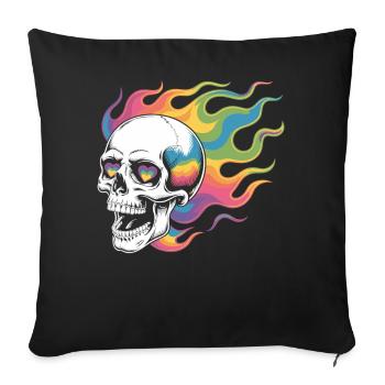 T-shirt Arc-en-ciel de la tête de tête - Housse de coussin décorative 45 x 45 cm - noir - Devant