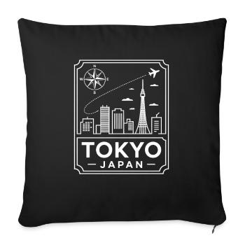 Tokyo Japan Skyline Travel Motif - Sofa pillowcase 17,3'' x 17,3'' (45 x 45 cm) - black - Front