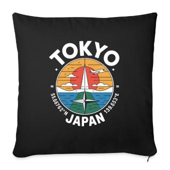 Tokyo Japan Coordinates Travel Motif - Sofa pillowcase 17,3'' x 17,3'' (45 x 45 cm) - black - Front