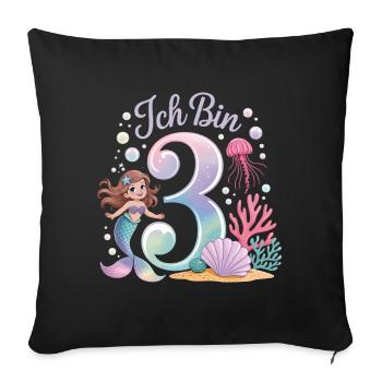 I'm 3 Mermaids Girl 3rd Birthday - Sofa pillowcase 17,3'' x 17,3'' (45 x 45 cm) - black - Front