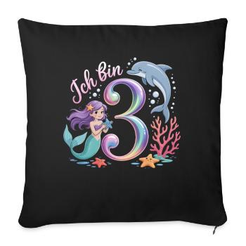 I'm 3 Mermaids Girl 3rd Birthday - Sofa pillowcase 17,3'' x 17,3'' (45 x 45 cm) - black - Front