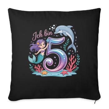 I'm 5 Mermaids Girl 5th Birthday - Sofa pillowcase 17,3'' x 17,3'' (45 x 45 cm) - black - Front