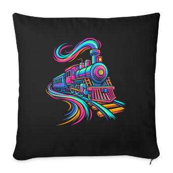 Steam locomotive - Sofa pillowcase 17,3'' x 17,3'' (45 x 45 cm) - black - Front