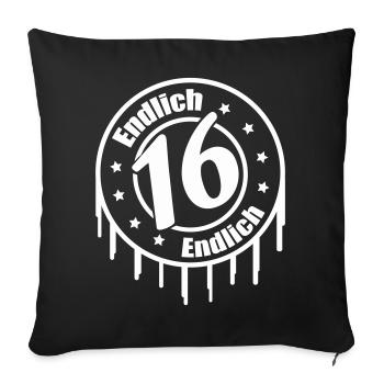 Finally 16 Birthday - Sofa pillowcase 17,3'' x 17,3'' (45 x 45 cm) - black - Front