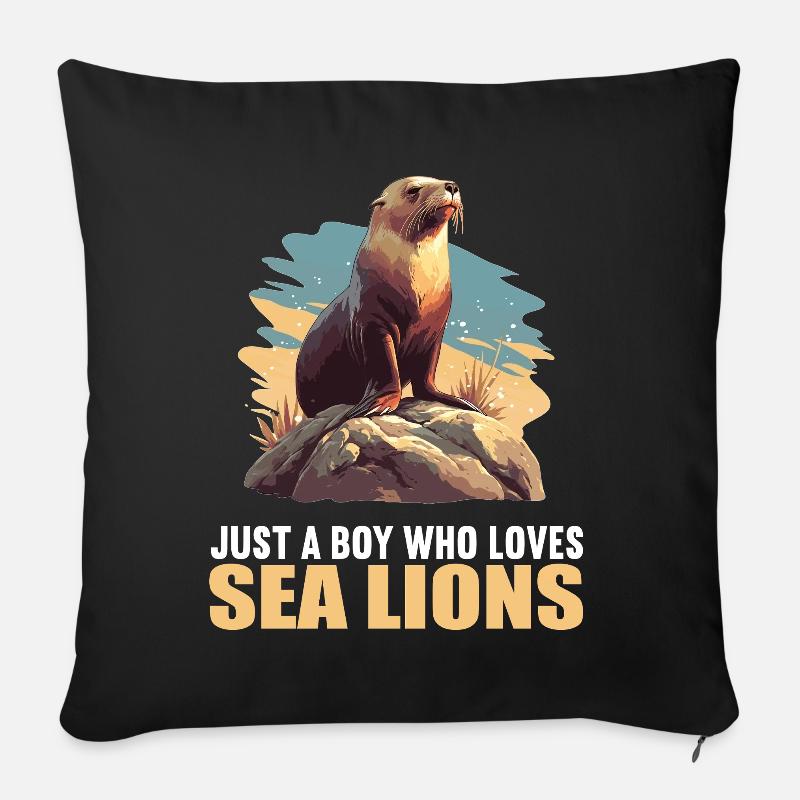 Lions de mer Lion de mer - Housse de coussin décorative 45 x 45 cm - noir