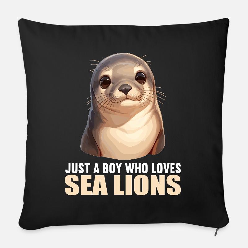 Lions de mer Lion de mer - Housse de coussin décorative 45 x 45 cm - noir
