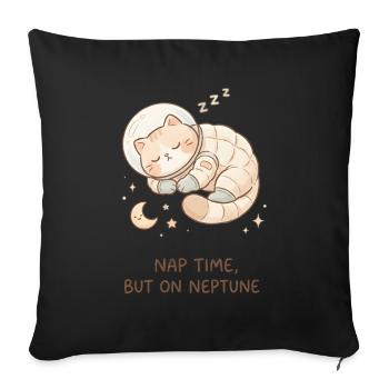 Nap Neptune | Chat de l’espace mignon - Housse de coussin décorative 45 x 45 cm - noir - Devant